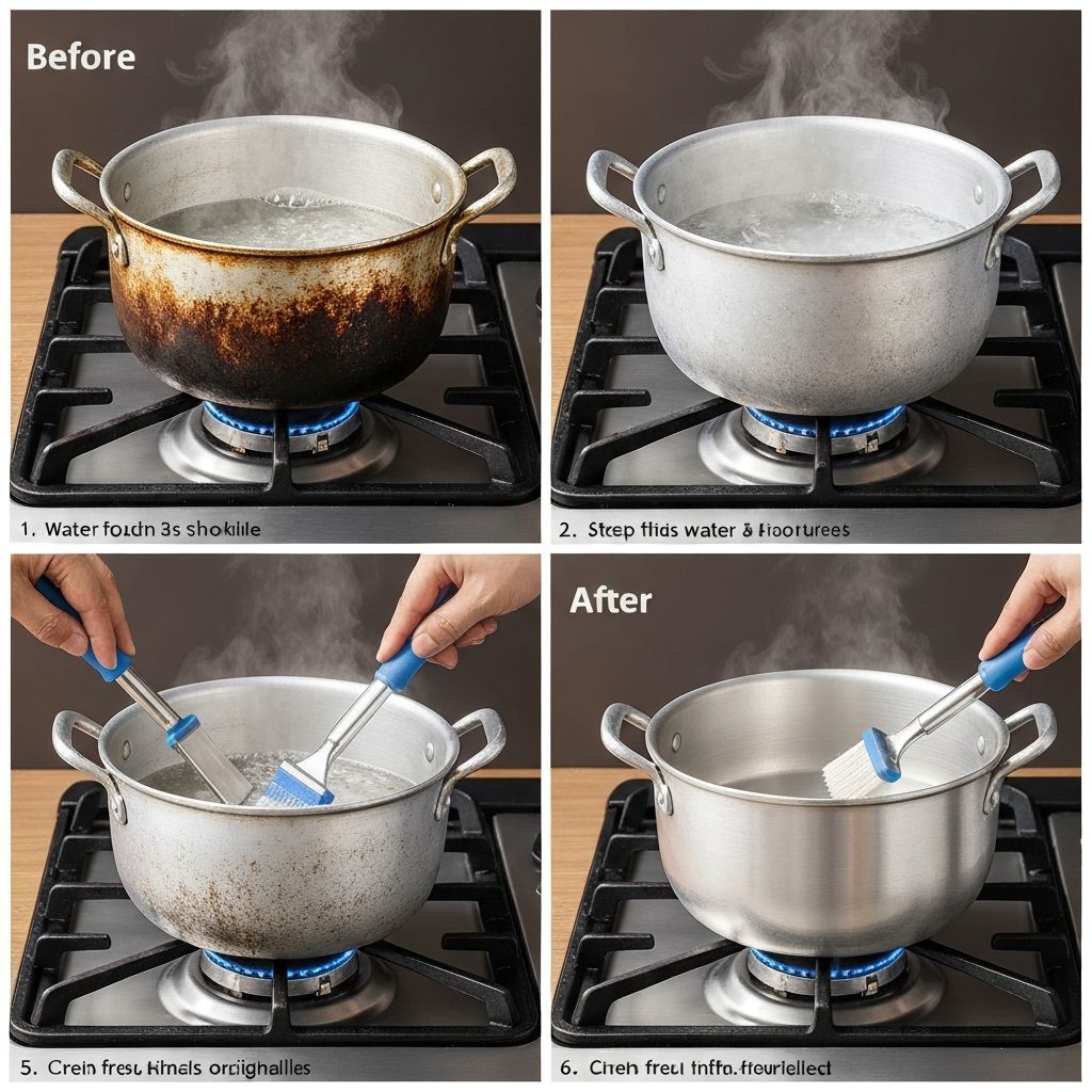 Boiling method for cleaning aluminum cookware